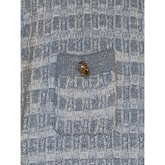 Textured Cardigan Sweater Gold Pearl Buttons Size L (320) - Picture 3 of 10